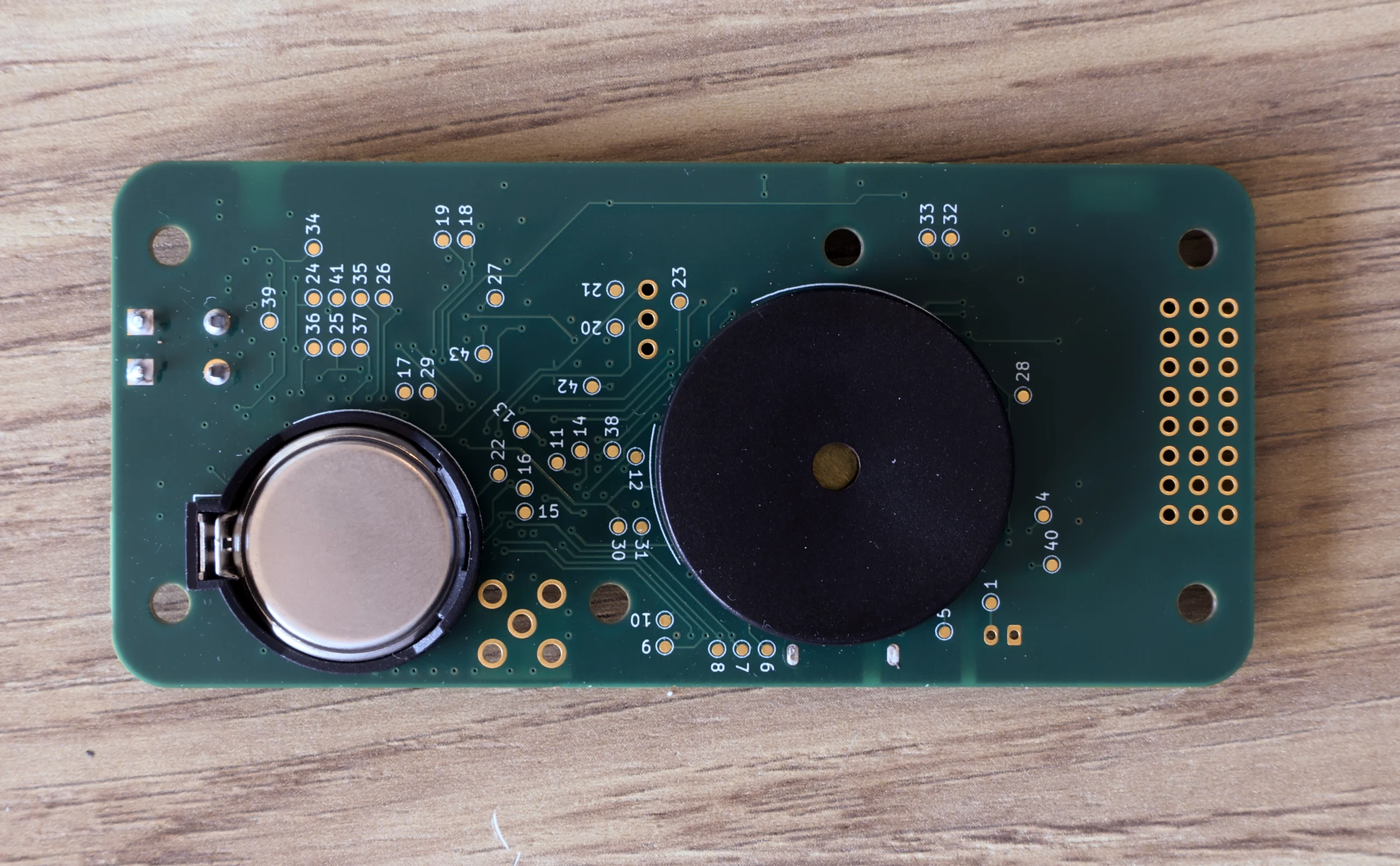 The back of the v3 board. The buzzer is absolutely enormous. But look at how many test points we have!